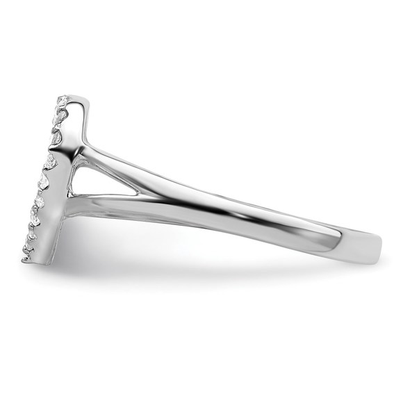 925 Sterling Silver Rhodium-plated Polished CZ Heart Ring - Picture 3 of 6